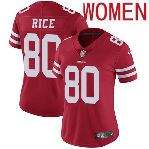 Women San Francisco 49ers #80 Jerry Rice Nike Red Vapor Limited NFL Jersey->women nfl jersey->Women Jersey